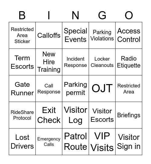 Marksman Bingo Card