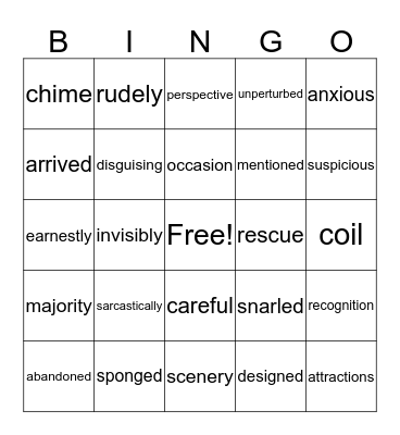 Vocabulary BINGO Card