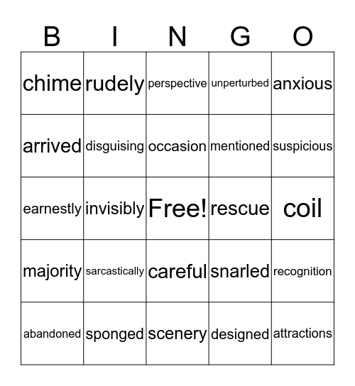 Vocabulary BINGO Card