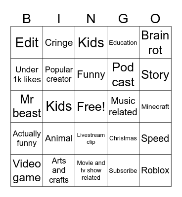 Untitled Bingo Card