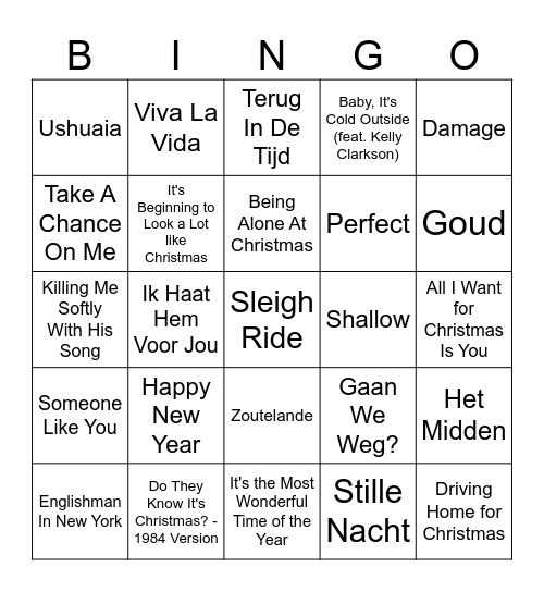 Langerwerf Christmas Bingo Card