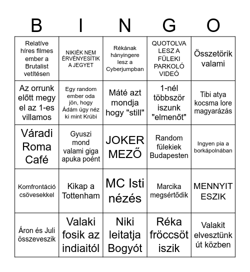 Szilveszterfeszt Bingo Card