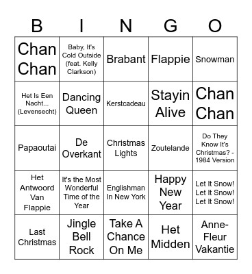 Langerwerf Christmas Bingo Card