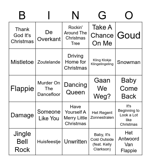 Langerwerf Christmas Bingo Card