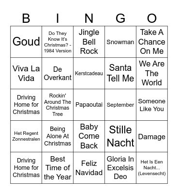 Langerwerf Christmas Bingo Card