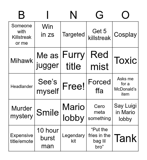 Item asylum bingo Card