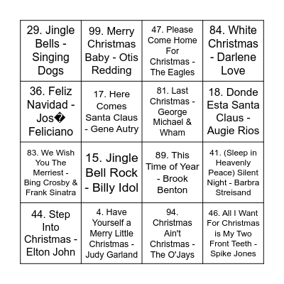 Christmas Music Bingo Card