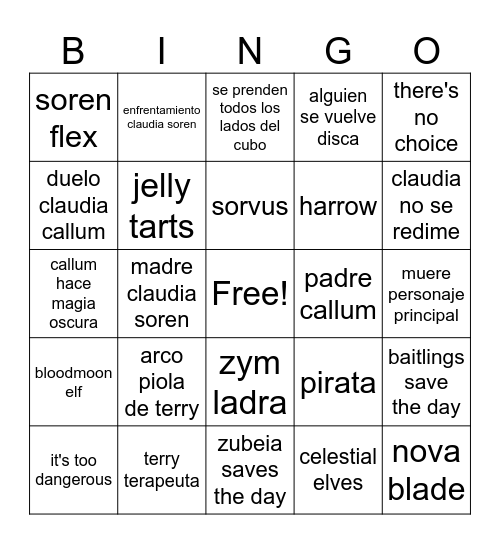 Dragon Prince 7 Bingo Card