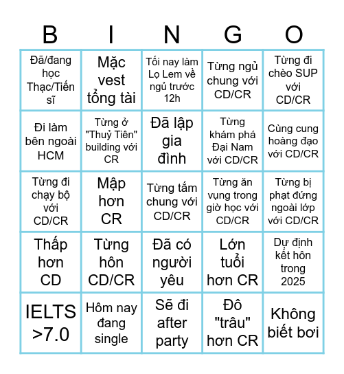 Duy Phuong's Wedding Bingo Card