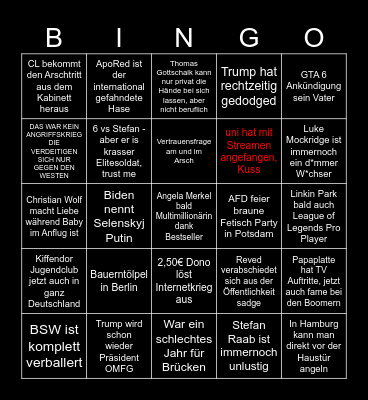 Jahresrecap 2024 Bingo Card