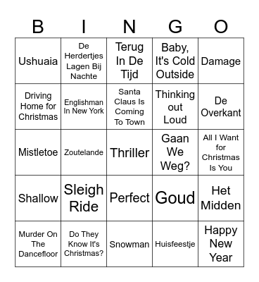 Langerwerf Christmas Bingo Card