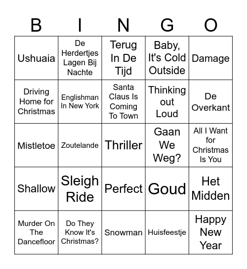 Langerwerf Christmas Bingo Card