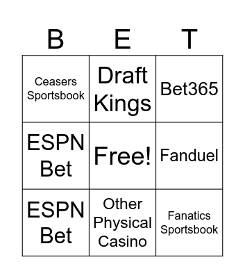 Gambling Mentions bingo Card