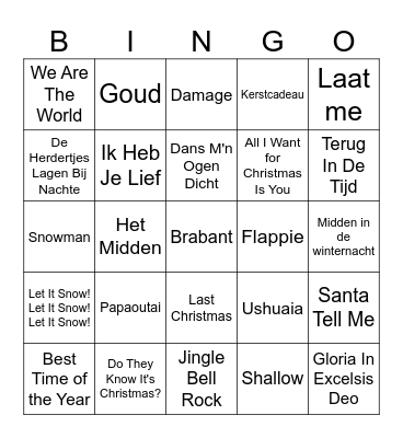 Langerwerf Christmas Bingo Card