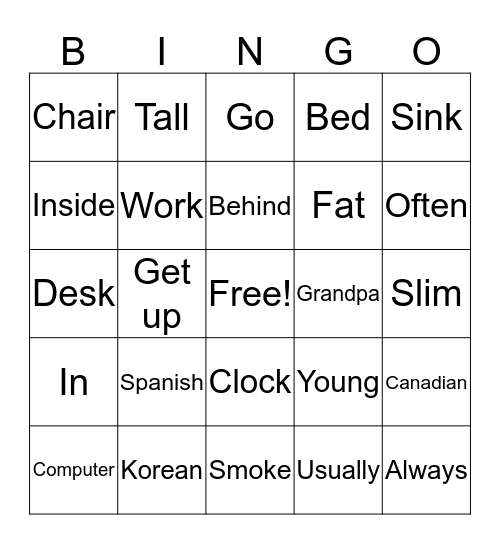 Show what you know :) Bingo Card