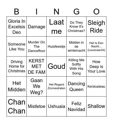 Langerwerf Christmas Bingo Card