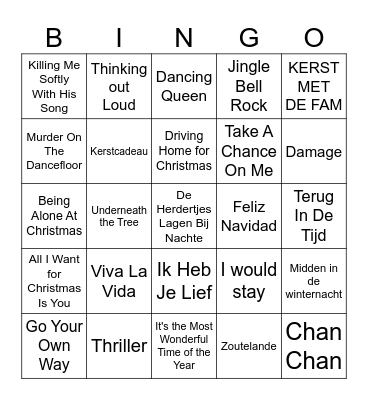 Langerwerf Christmas Bingo Card