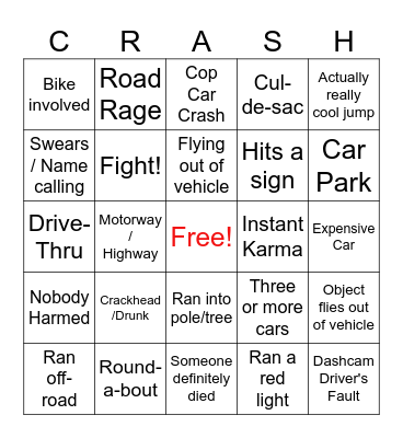 Idiots in Cars Bingo Card