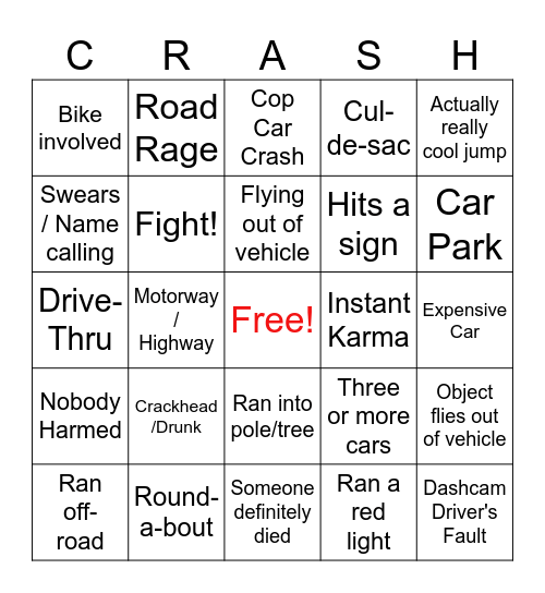 Idiots in Cars Bingo Card