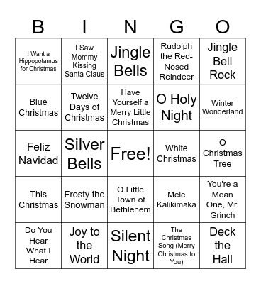 Christmas Jingle Bingo Card