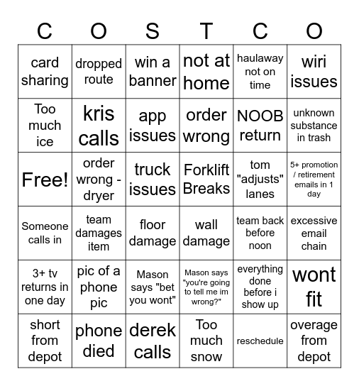 Ray Bingo Card