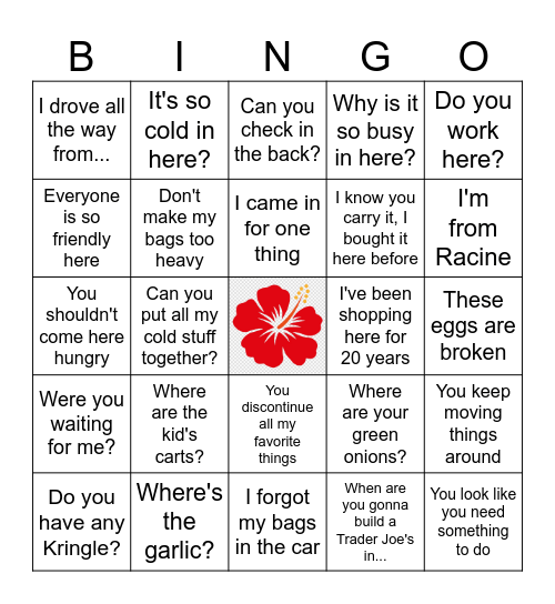 TJ'S CREW BINGO Card