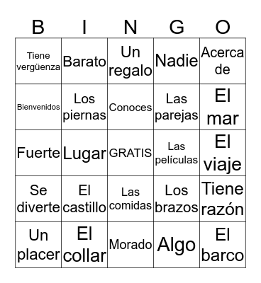 El Viaje de su Vida Bingo Card