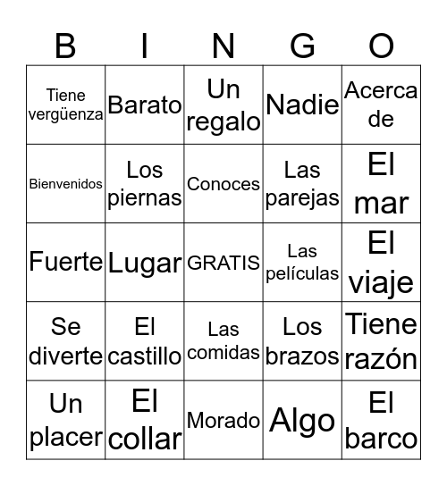 El Viaje de su Vida Bingo Card