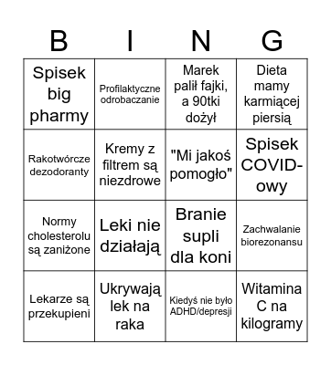 Nieanegdotyczne Bingo Medyczne na Święta 🎄 Bingo Card