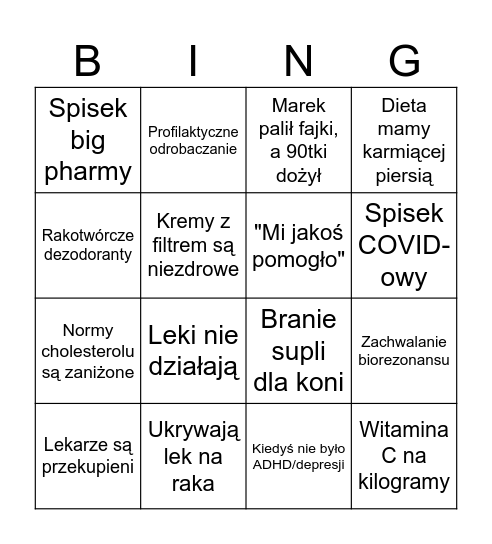Nieanegdotyczne Bingo Medyczne na Święta 🎄 Bingo Card
