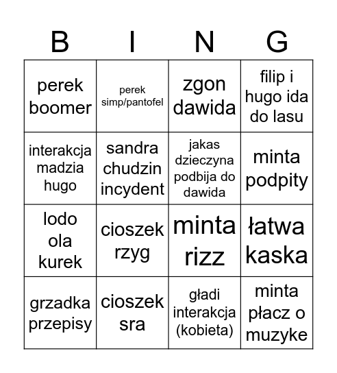 sylwester na łówkówcu bingo Card