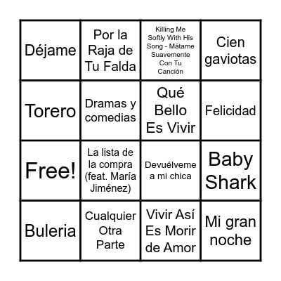 Bingo Musical Bingo Card