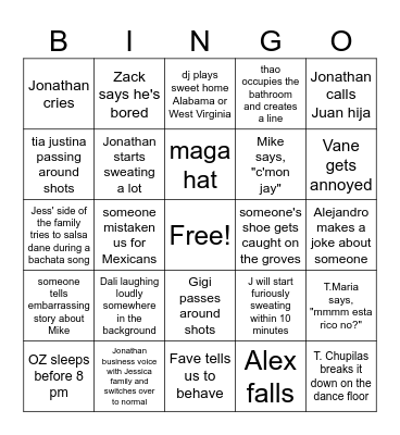 Mike & Jess' Wedding Bingo Card