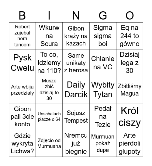 Gwiazdka HEC 2k24 Bingo Card