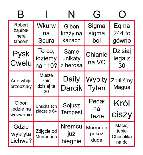 Gwiazdka HEC 2k24 Bingo Card