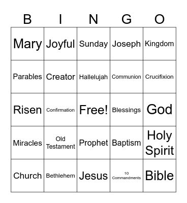 Bible Bingo Card