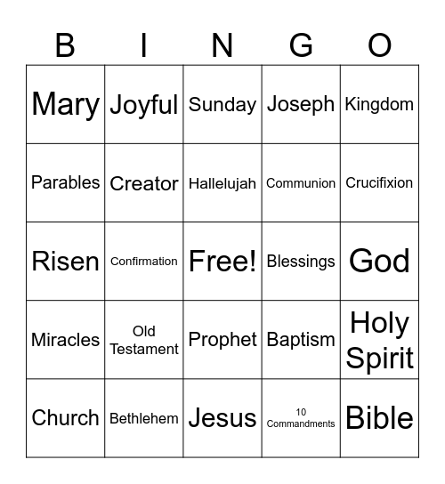 Bible Bingo Card