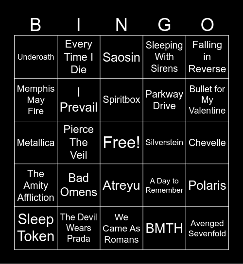 Music Bingo Card