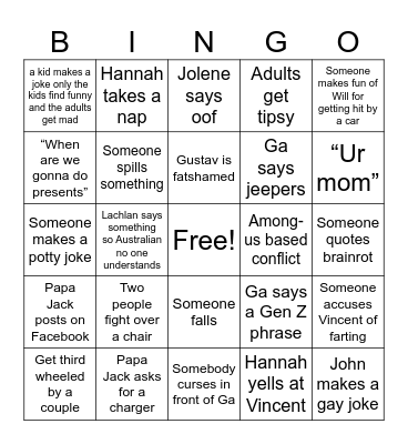 Grahamily Bingo Card