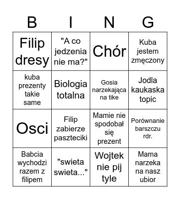 święta 2024 Bingo Card
