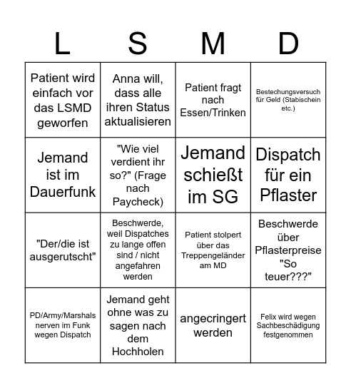 LSMD - Bingo Card