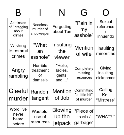 El Blargho bingo Card