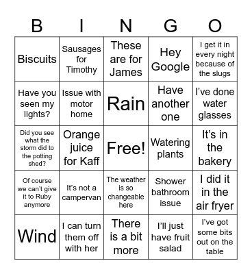 Christmas at 2 Spitfire Row Bingo Card