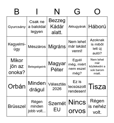 Családi karácsony 2024 Bingo Card