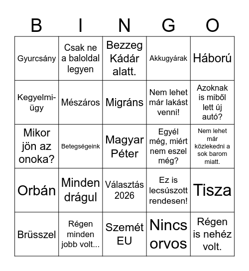 Családi karácsony 2024 Bingo Card