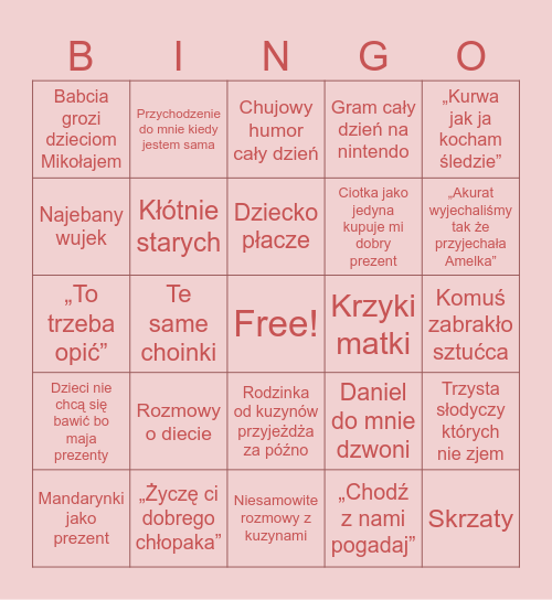 Świąteczne Bingo Card