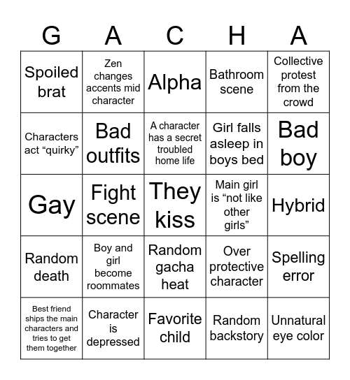 Gacha Bingo Card