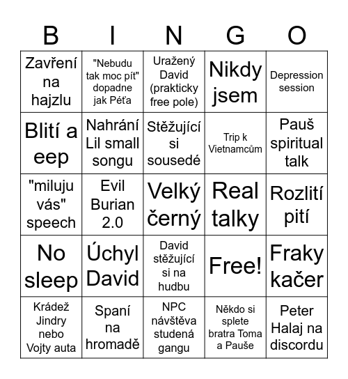 Sylvestr 2024/25 Bingo Card