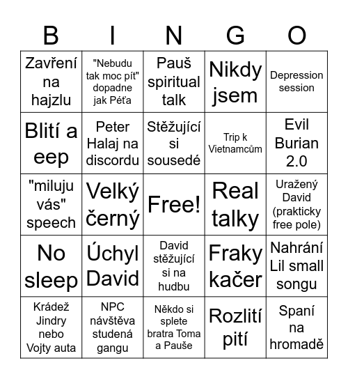 Sylvestr 2024/25 Bingo Card