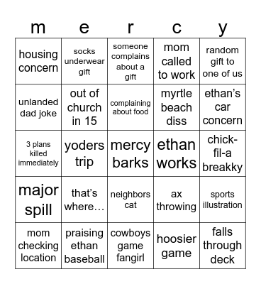 parker chrimmy ‘24 Bingo Card